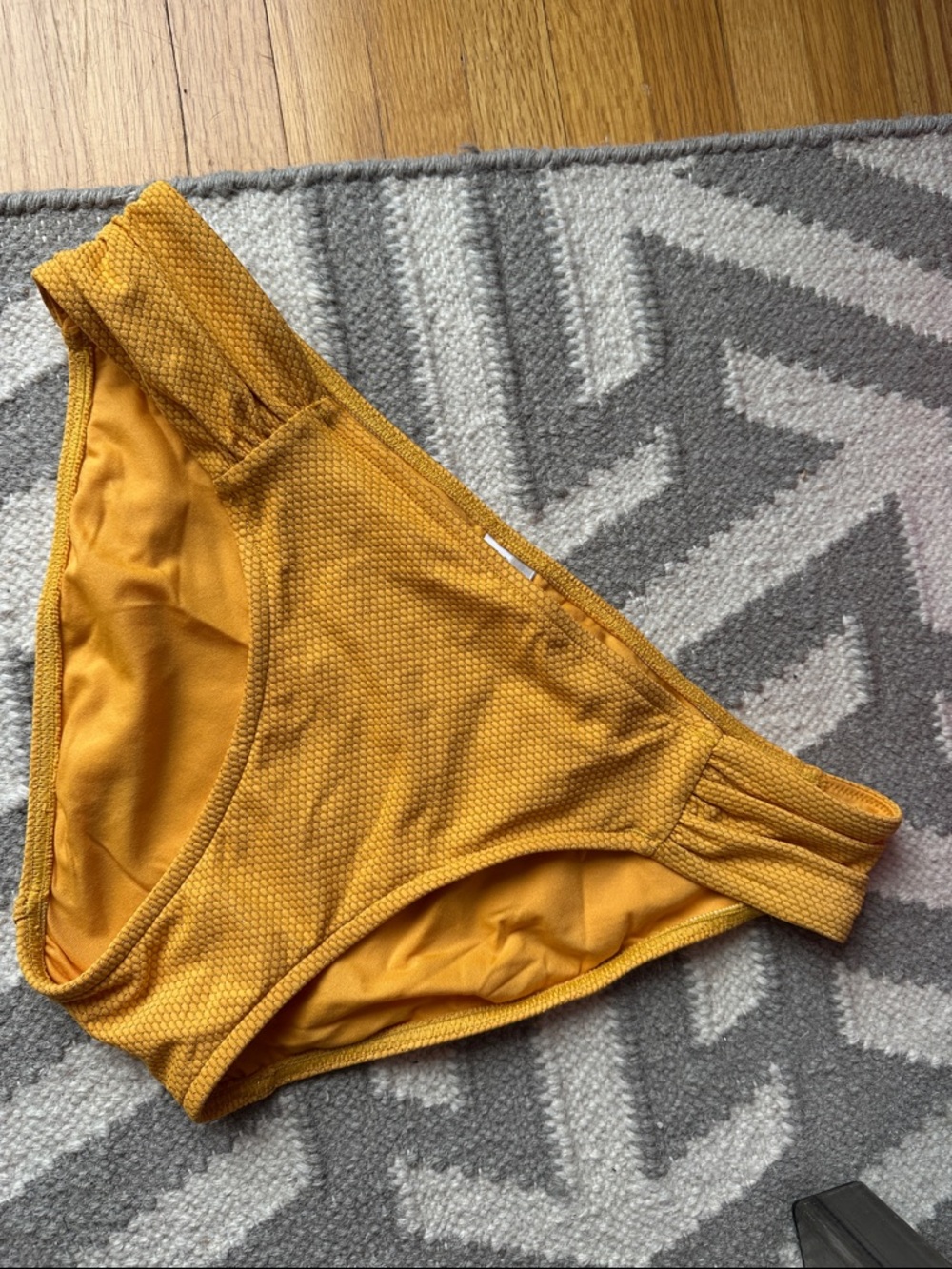 Seafolly Mustard Yellow Bikini Bottom with Ruched Trim